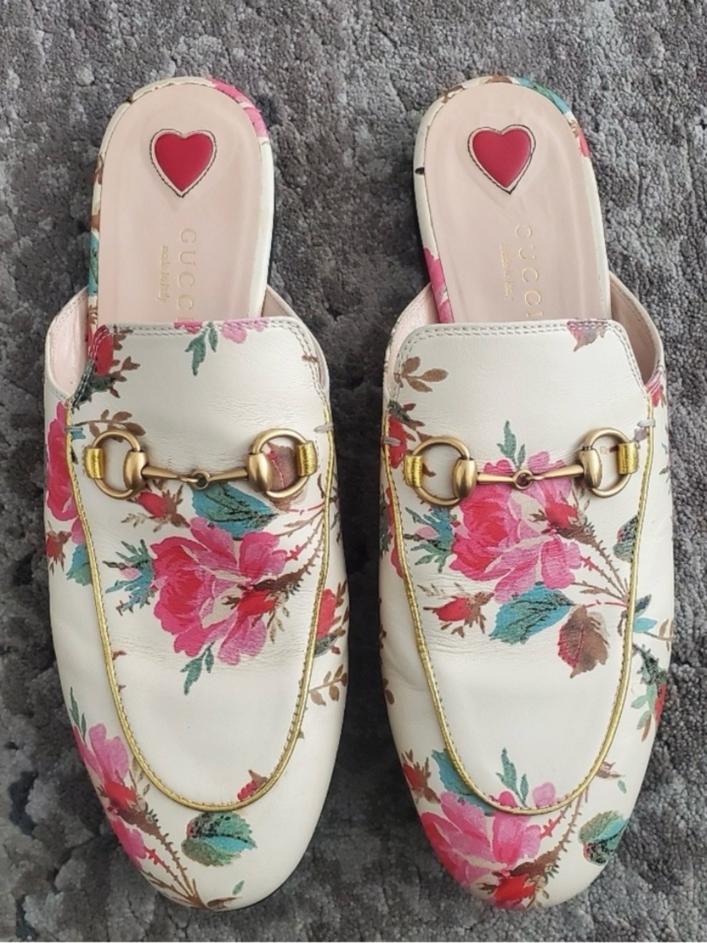 Gucci Princetown Floral Horsebit Mules 37.5 - Picture 3 of 9